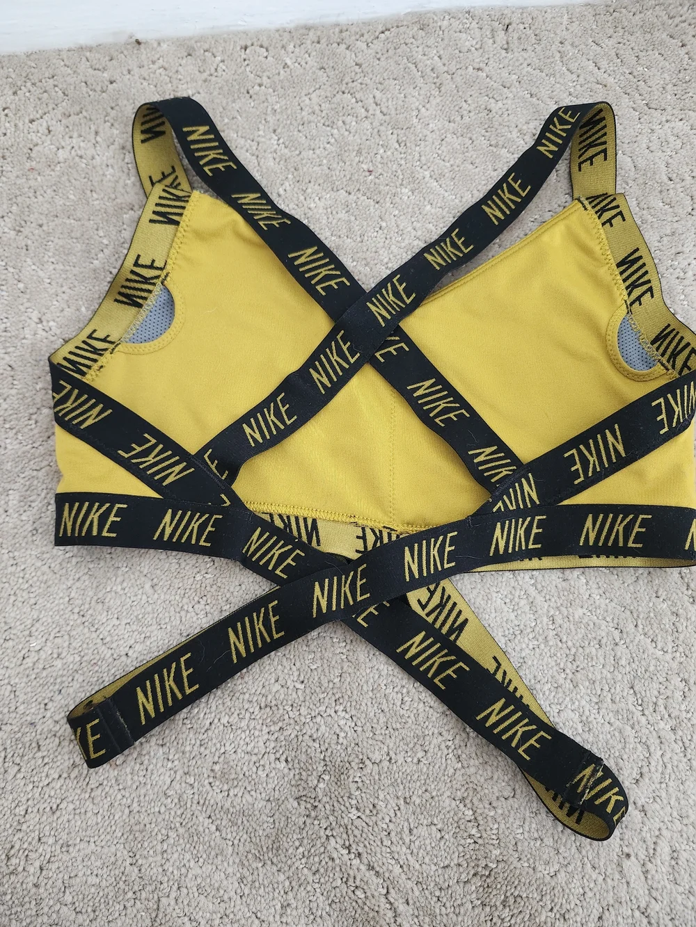 Nike Mustard Yellow Logo Strappy Sports Bralette